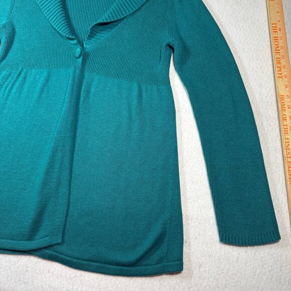 Alfani Lg Cardigan Angora Blend Teal Green Shawl Collar Single Button Closure rd - Picture 5 of 16